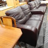 Two-seat 'Boston' soft brown leather settee by Natuzzi