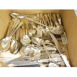 Suite of Dubarry pattern silver-plated flatware comprising table forks, dessert forks,