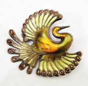 Norwegian silver and enamel brooch by David Andersen,