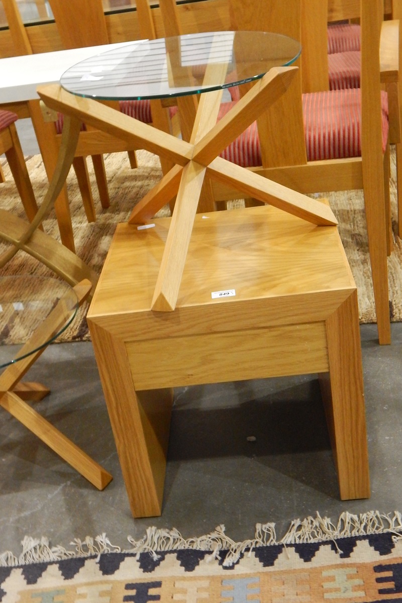 Alexander Miles Furniture Company oak square occasional table stool,
