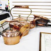 Two copper warming pans,