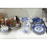 Quantity of principally Japanese porcelain plates, dishes, vase, teapot, etc.