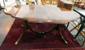 Georgian style figured walnut twin pedestal dining table,