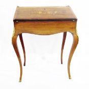 Louis XV-style rosewood bureau-de-dame with pierced brass gallery surround, full inlaid fall,