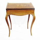 Louis XV-style rosewood bureau-de-dame with pierced brass gallery surround, full inlaid fall,
