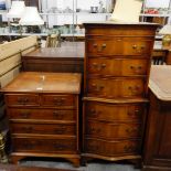 Reproduction mahogany veneer serpentine chest of drawers,