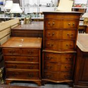 Reproduction mahogany veneer serpentine chest of drawers,