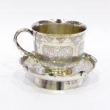 Chinese parcel-gilt silver cup and saucer,