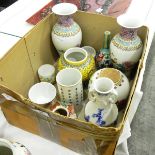 Pair Chinese porcelain vases in famille rose colours,