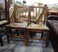 Pair of 19th century oak and elm solid seat standard chairs (in need of restoration) (2)