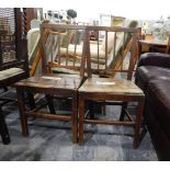 Pair of 19th century oak and elm solid seat standard chairs (in need of restoration) (2)