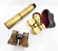 A G Parker & Co, Birmingham brass four-draw telescope, pair of Le Jockey Club, Paris binoculars,