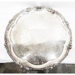 Large silver-plated salver by Elkington & Co, of circular form,