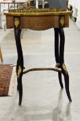 Louis XV-style jardiniere stand with brass gallery surround and satinwood inlays,