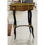 Louis XV-style jardiniere stand with brass gallery surround and satinwood inlays,