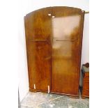 Mid 20th century figured walnut veneered two-door wardrobe and a well-type dressing table en-suite