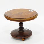 LOT WITHDRAWN: Victorian mahogany apprentice piece pedestal table on turned support to plinth base,