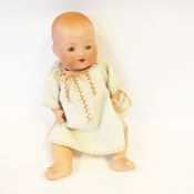 Armand Marseille 351/3K black bisque headed baby doll with fixed open eyes, open mouth,