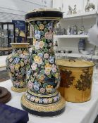 Portuguese ceramic baluster vase on baluster pedestal stand,
