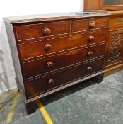 19th century mahogany straight-front chest of two short and three long drawers,