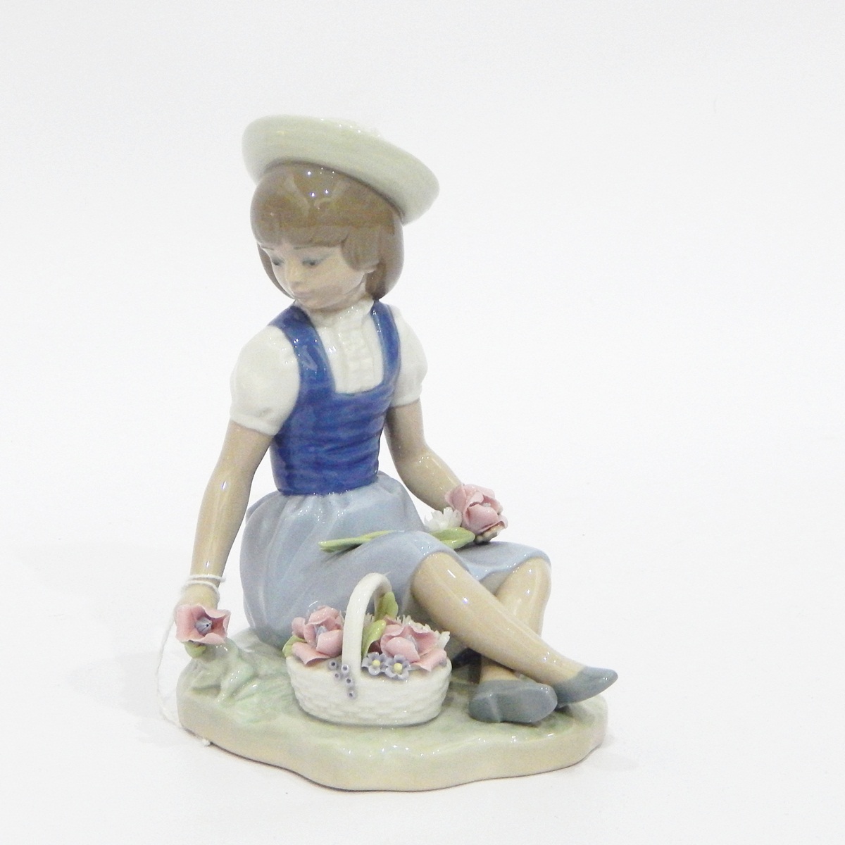 Lladro porcelain figures of three seated children, the girls with flowers, - Image 4 of 4