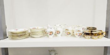 George Jones & Sons Limited porcelain Crescentware part tea set, floral pattern, comprising teapot,