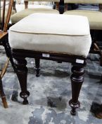 Victorian mahogany stool with padded seat cushion