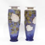 Pair of Royal Doulton Lambeth ovoid shaped vases by Florrie Jones,