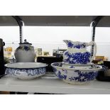 Booths 'Medallion' pattern basin and a Grange K&G ewer, basin and chamber pot,