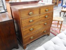 Georgian mahogany straight-front chest of two short and three graduated long drawers,