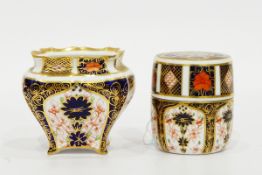 Royal Crown Derby vase of shaped square form decorated in the Imari palette, pattern 1128,