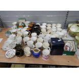 Quantity of Royal commemorative mugs including Meakin, Coalport,