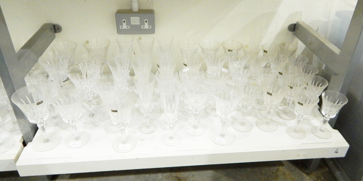 Large quantity of Cristal de Sevres cut glass red wine glasses,
