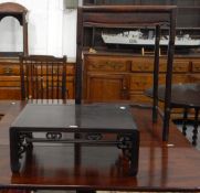 Oriental rosewood table (possibly from a nest) and a similar footstool (2)