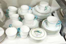 Late Victorian porcelain part tea/coffee service comprising tea cups, coffee cups, saucers,