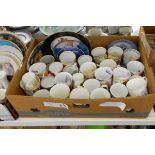 Large quantity of Royal commemorative china mugs and other ceramics (2 boxes)