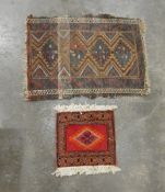 Two small Eastern wool rugs with geometric decoration