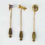 9ct gold stickpin with enamelled naval flag,