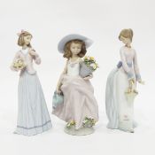 Lladro figure of a girl in hat with a flower pot,