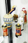 Group of Royal Worcester figurines, the commemorative collection comprising postboxes, pelican etc.