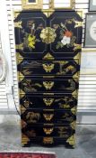 Chinoiserie decorated lacquered pedestal cabinet,