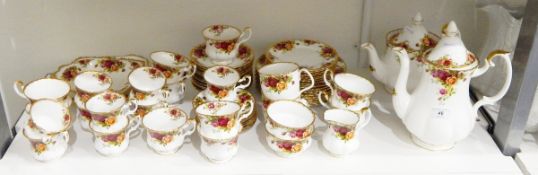 Royal Albert bone china, Old Country Roses pattern part tea/coffee set comprising coffee pot,
