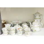 Heinrich German porcelain part tea/coffee set, with coffee pot and teapot, cups and saucers,