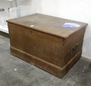 19th century oak chest with a pair of iron carrying handles,