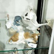 Lladro figure of a calf, two swans,