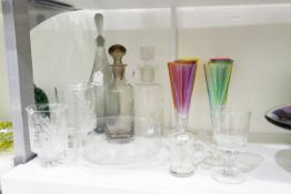 Collection of glassware engraved by D Moira Wyatt to include a graduated pair of vases with etched