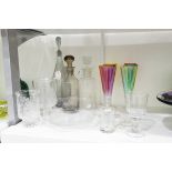 Collection of glassware engraved by D Moira Wyatt to include a graduated pair of vases with etched