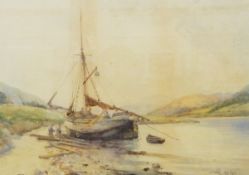 David M Martin (20th century, British) Watercolours "The Clyde", study of shipping,