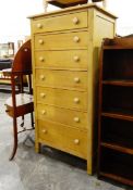 Seven-drawer pedestal painted pine chest,