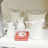 Small collection of Parianware to include large jug, jardiniere pot,